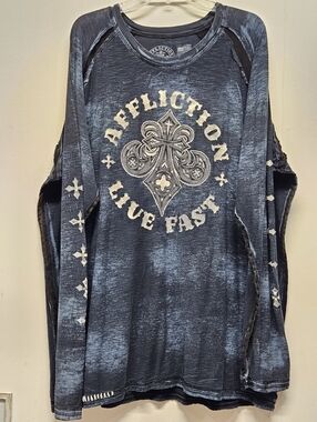 AFFLICTION Distressed Winged Jesse Pinkman Cross Cyber Goth Mens 4X-Large Y2K